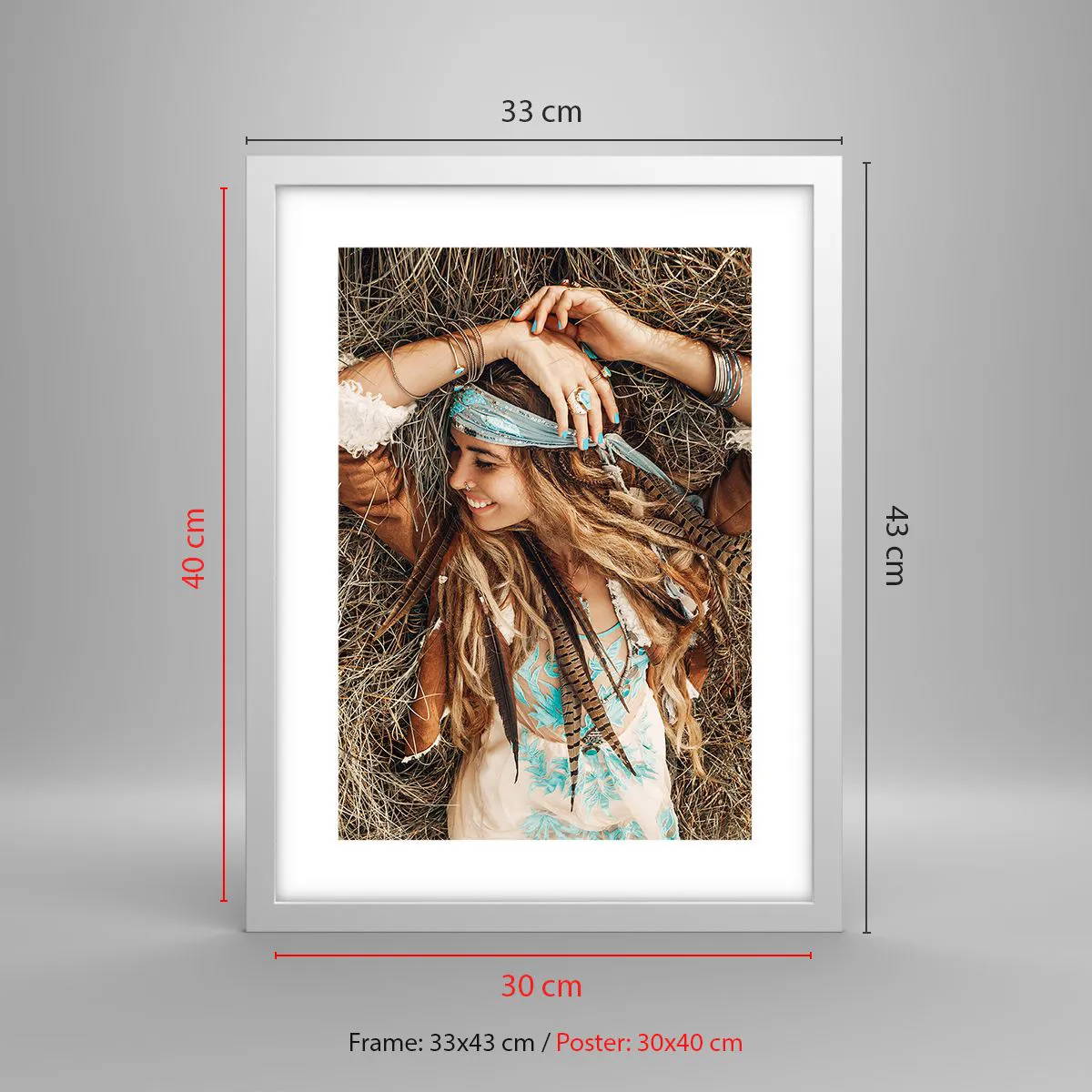 Plakát v bílém rámu - Na cestě do léta lásky - 30x40 cm