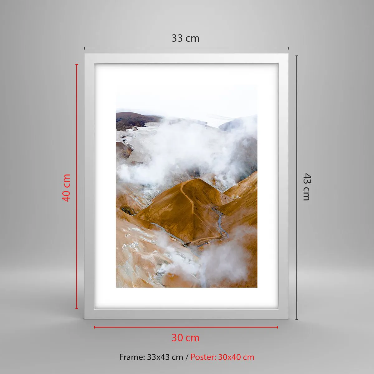 Poster in cornice bianca - La bellezza severa dell'Islanda - 30x40 cm