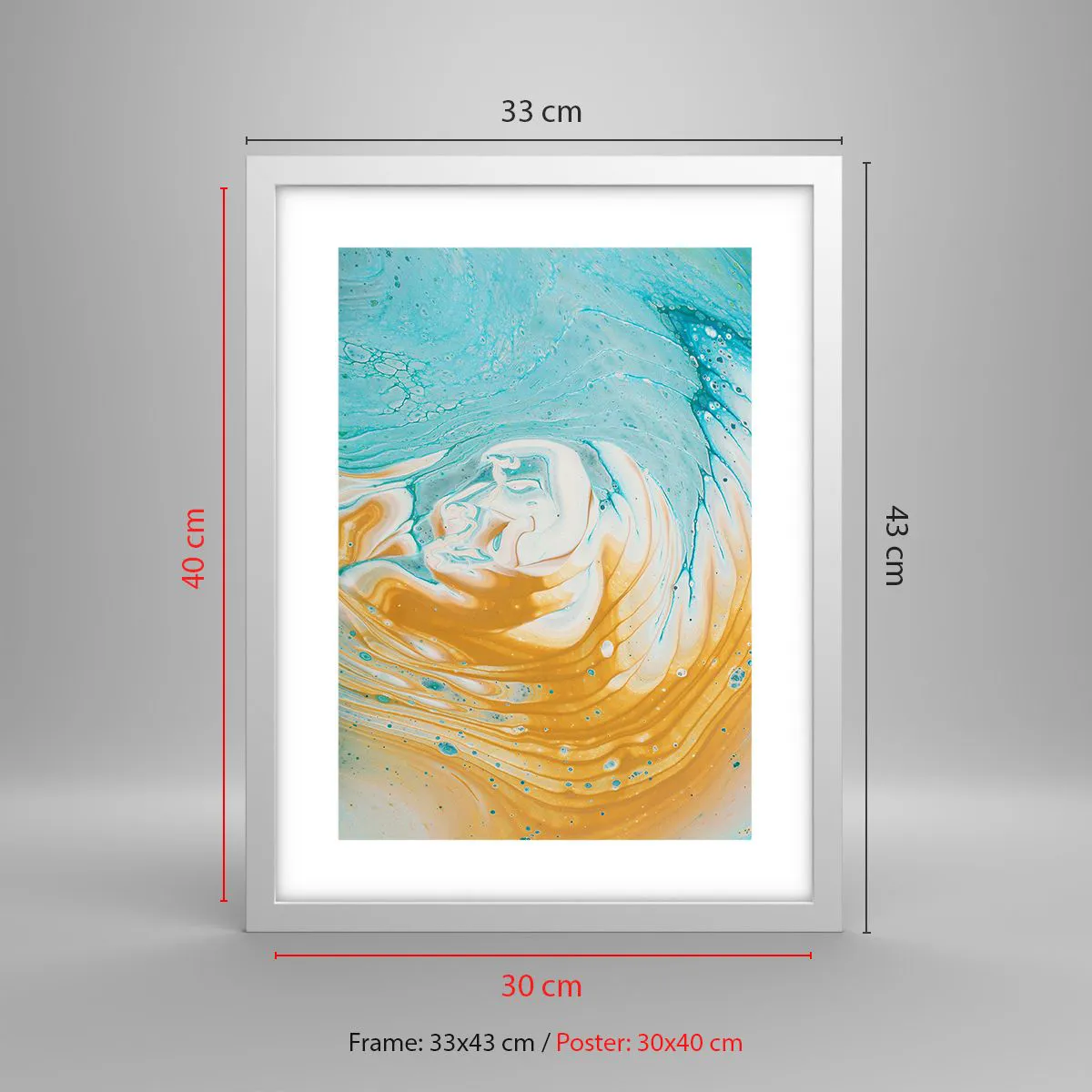 Affiche dans un cadre blanc - Poster - Tourbillon pastel - 30x40 cm