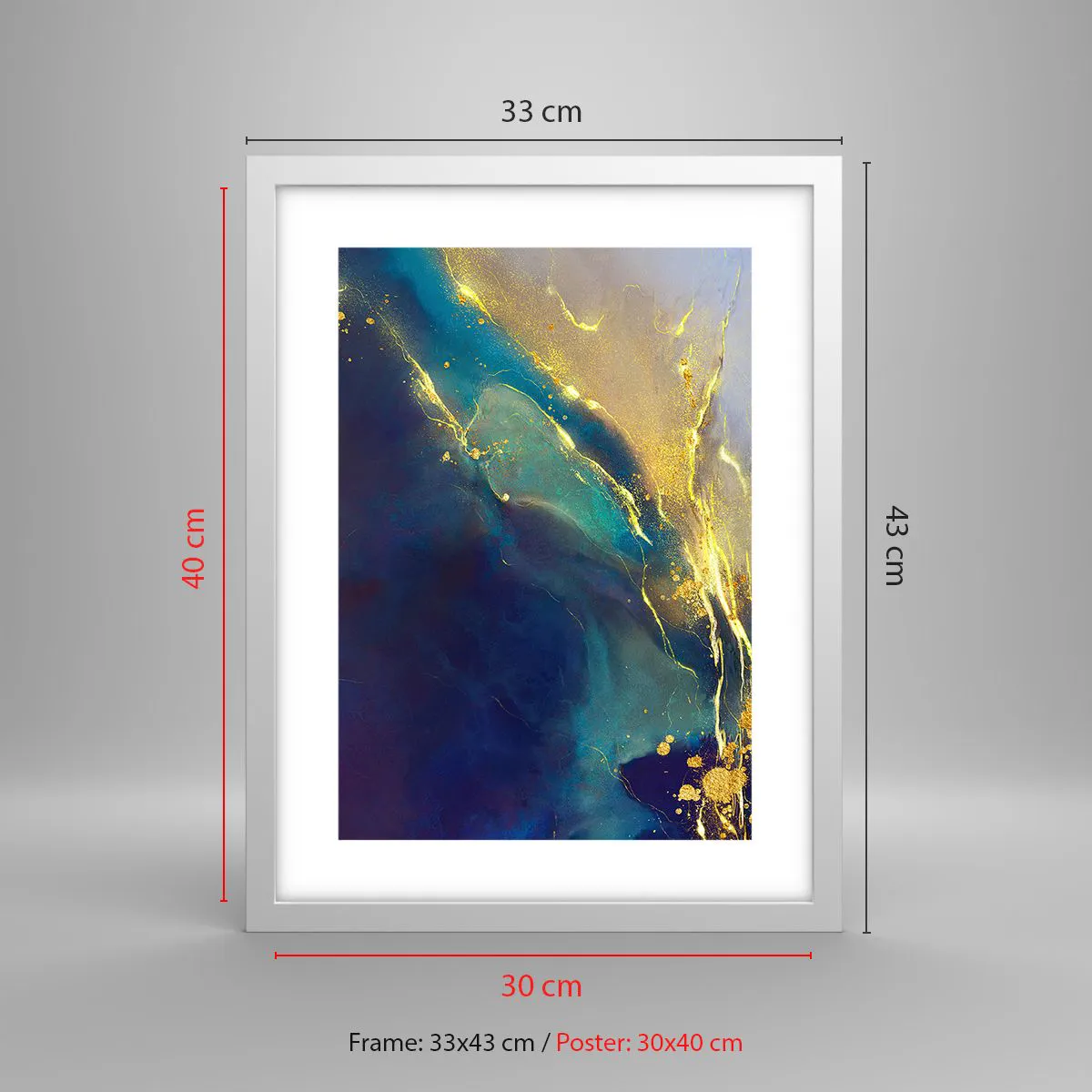 Poster in white frmae - Golden Flood - 30x40 cm