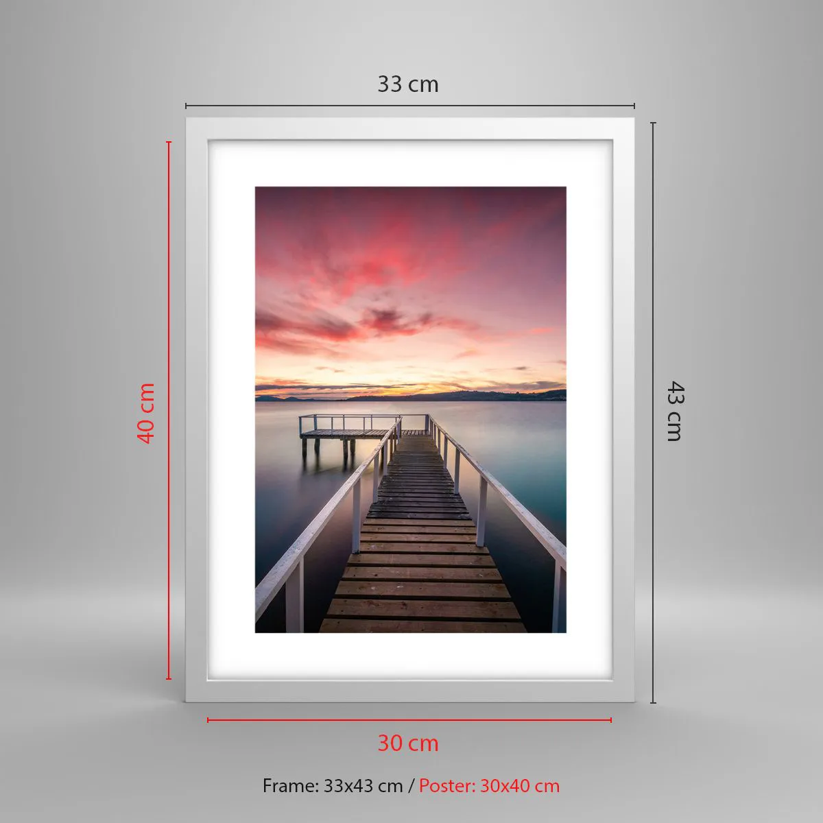 Poster in einem weißen Rahmen - Die sanfte Flamme des Abends - 30x40 cm