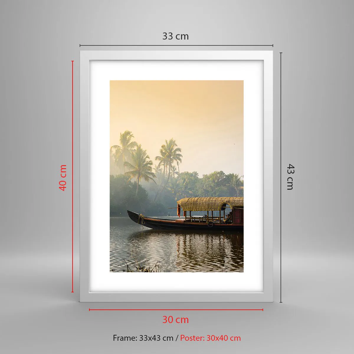 Plakát v bílém rámu - Dům na řece - 30x40 cm