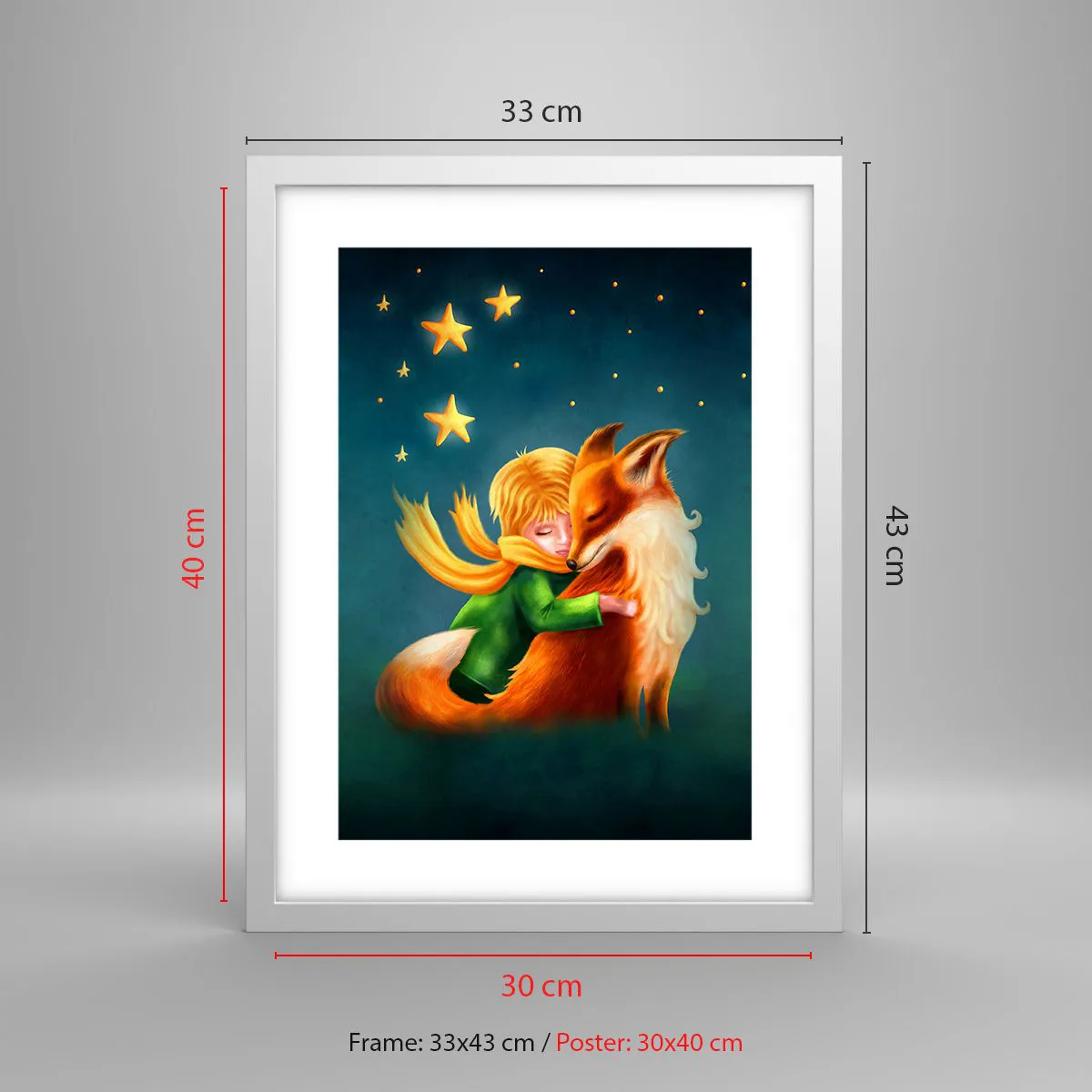 Poszter fekete keretben - Kis herceg - 30x40 cm