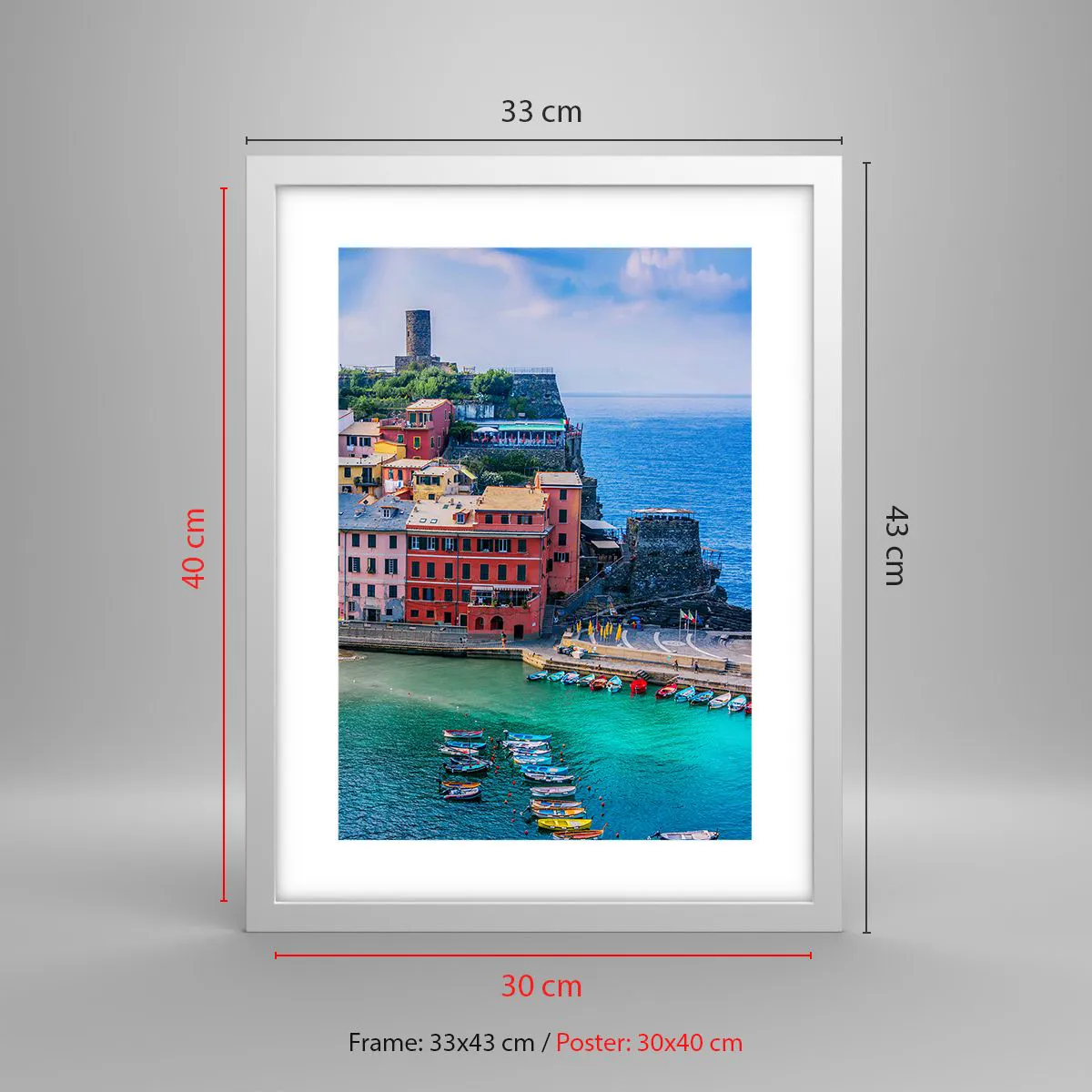 Poster in cornice bianca - Magica cittadina mediterranea - 30x40 cm