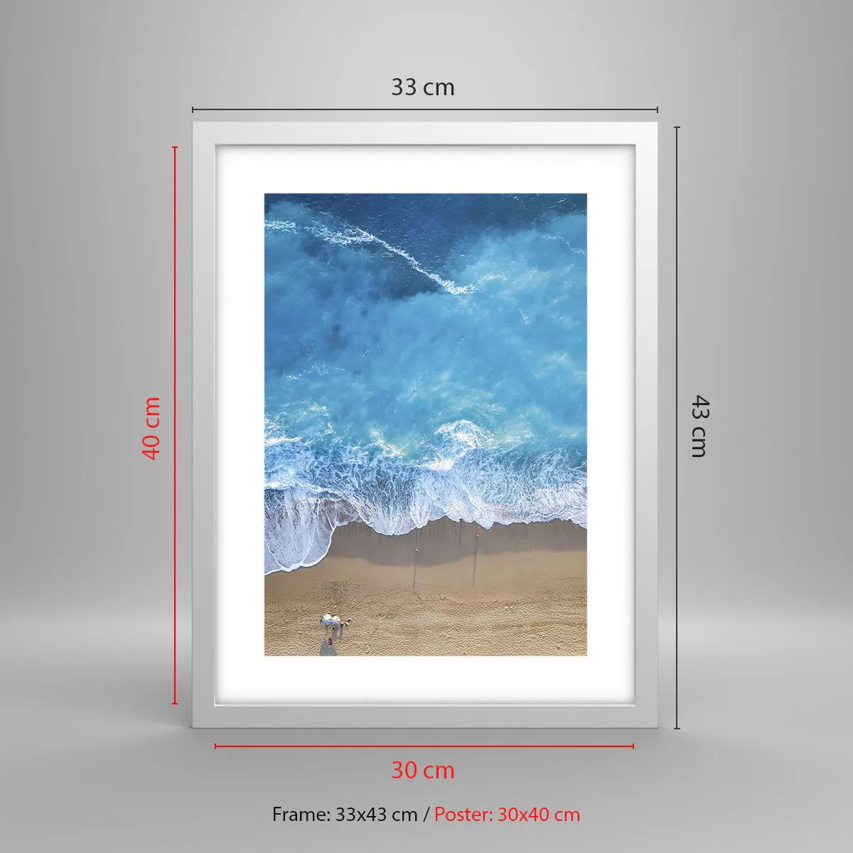 Affiche dans un cadre blanc - Poster - La force du bleu - 30x40 cm