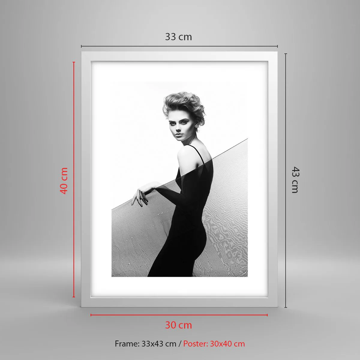 Affiche dans un cadre blanc - Poster - Regard magnétique - 30x40 cm