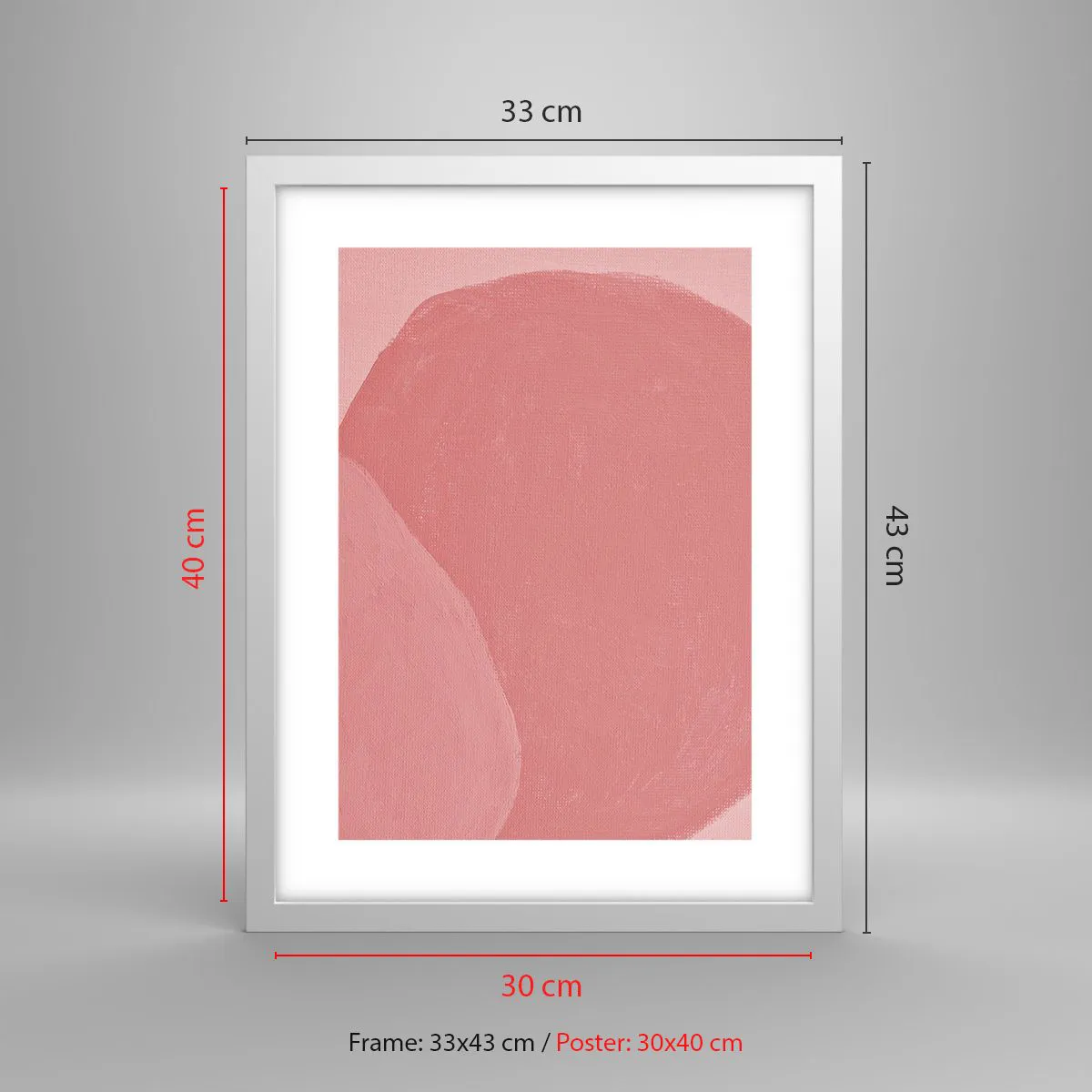 Plakát v bílém rámu - Organická kompozice v růžové - 30x40 cm