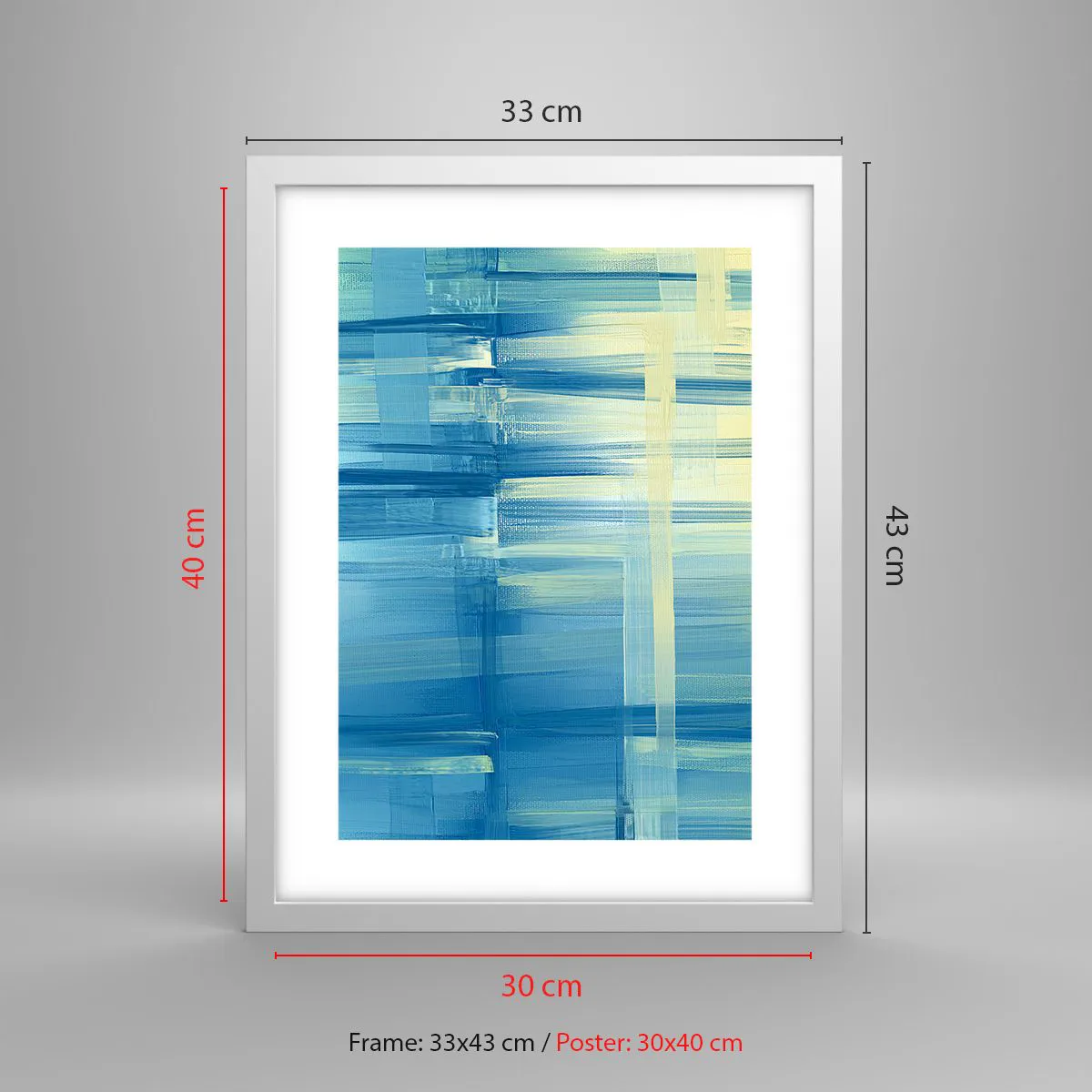 Poster in white frmae - Composition In Turquoise - 30x40 cm