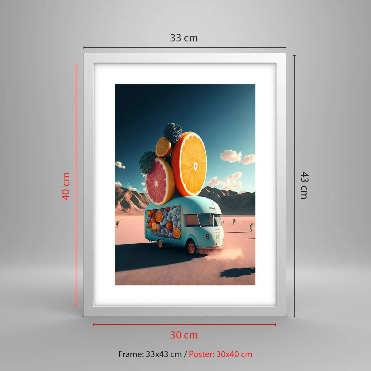 Plakát v bílém rámu - Chuť prázdnin - 30x40 cm