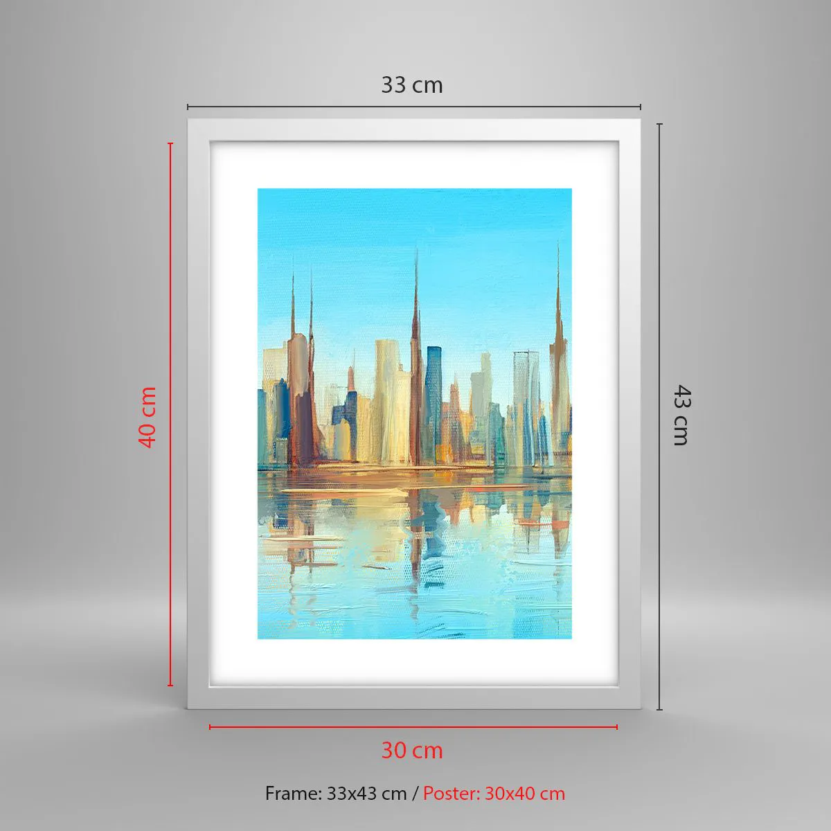 Affiche dans un cadre blanc - Poster - Une métropole ensoleillée - 30x40 cm