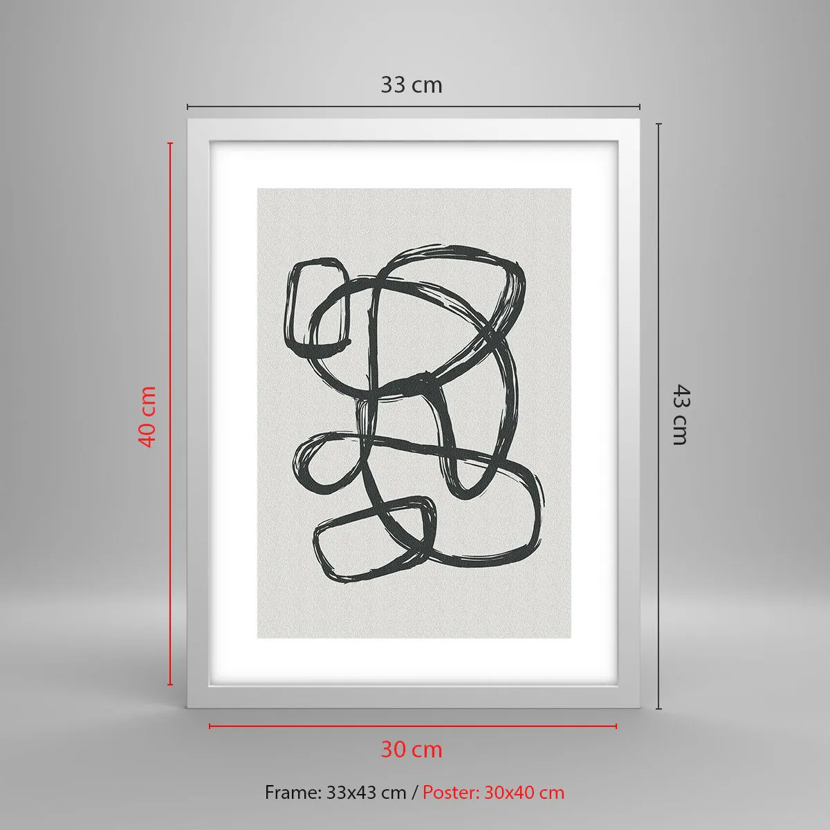 Affisch i vit ram - Loopad abstraktion - 30x40 cm