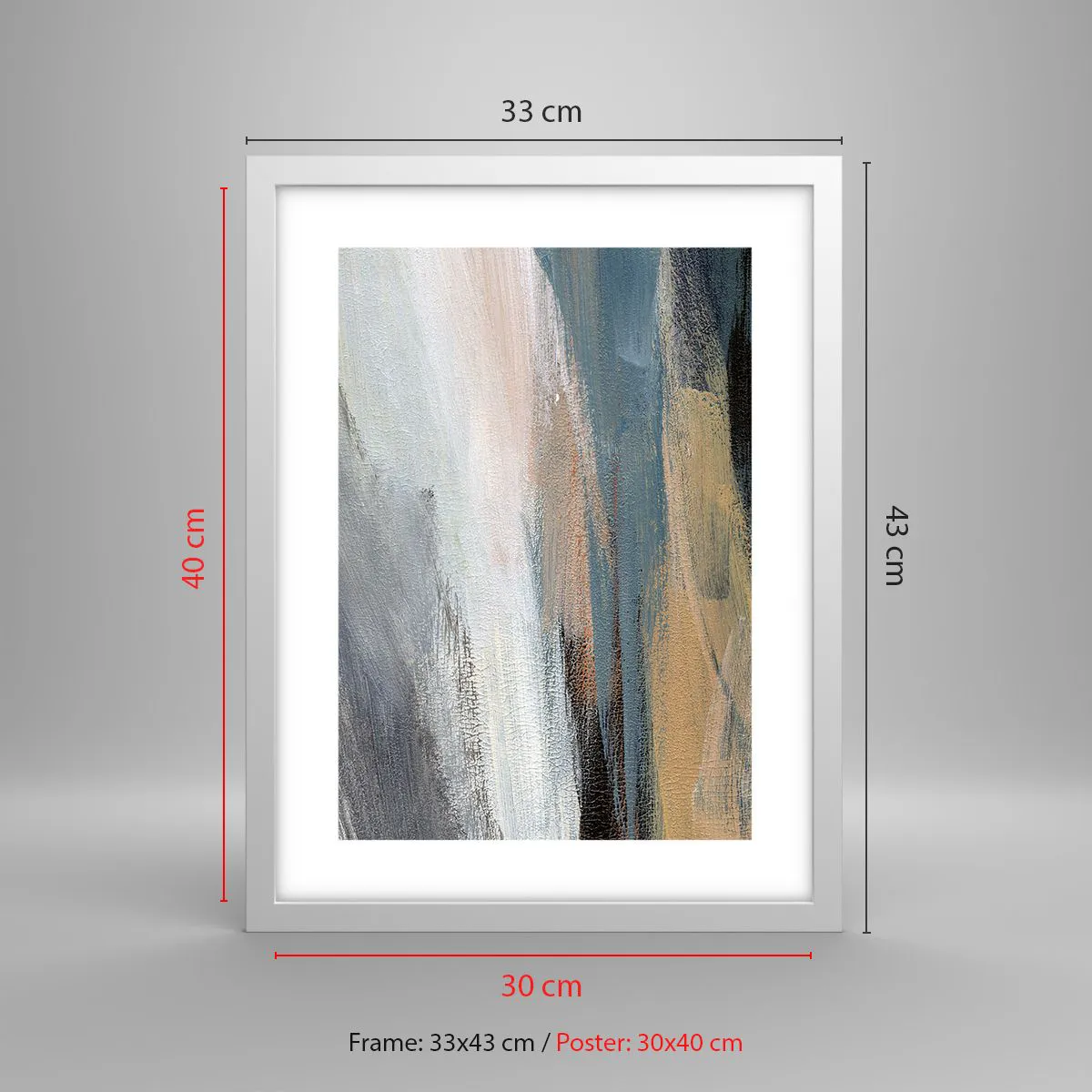 Poszter fekete keretben - Absztrakció: északi táj - 30x40 cm