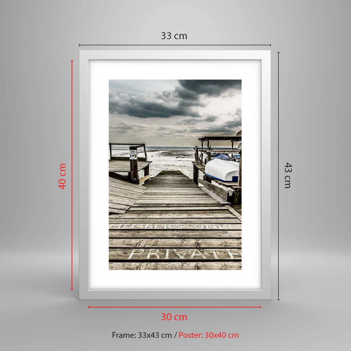 Affisch i vit ram - Stranden i norr - 30x40 cm