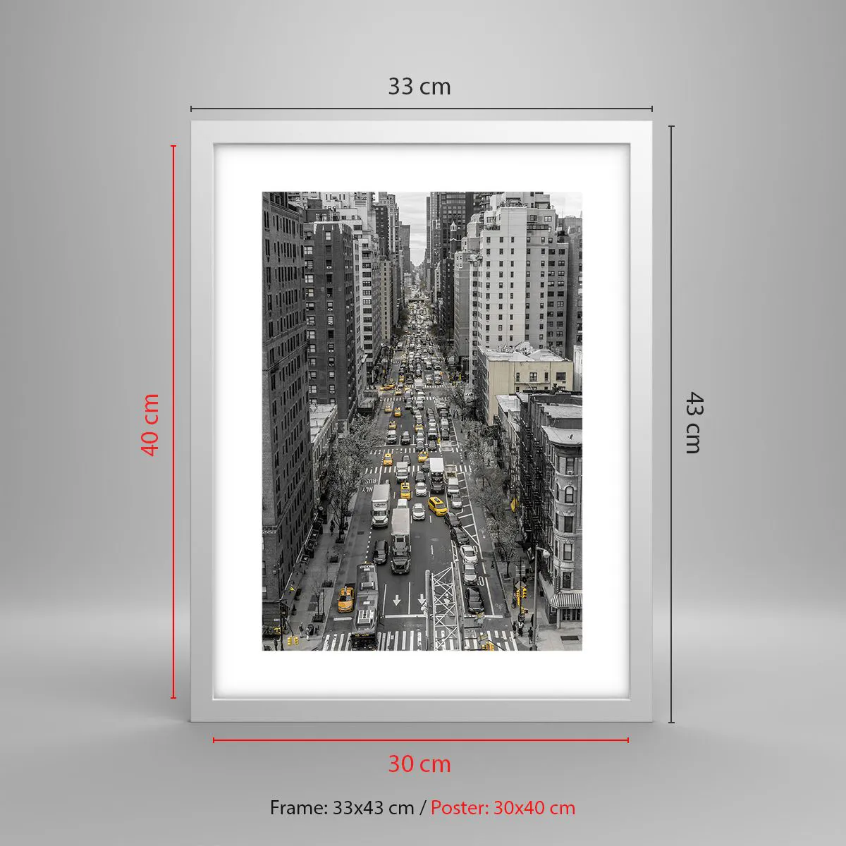 Plagát v bielom ráme - Život New Yorku - 30x40 cm