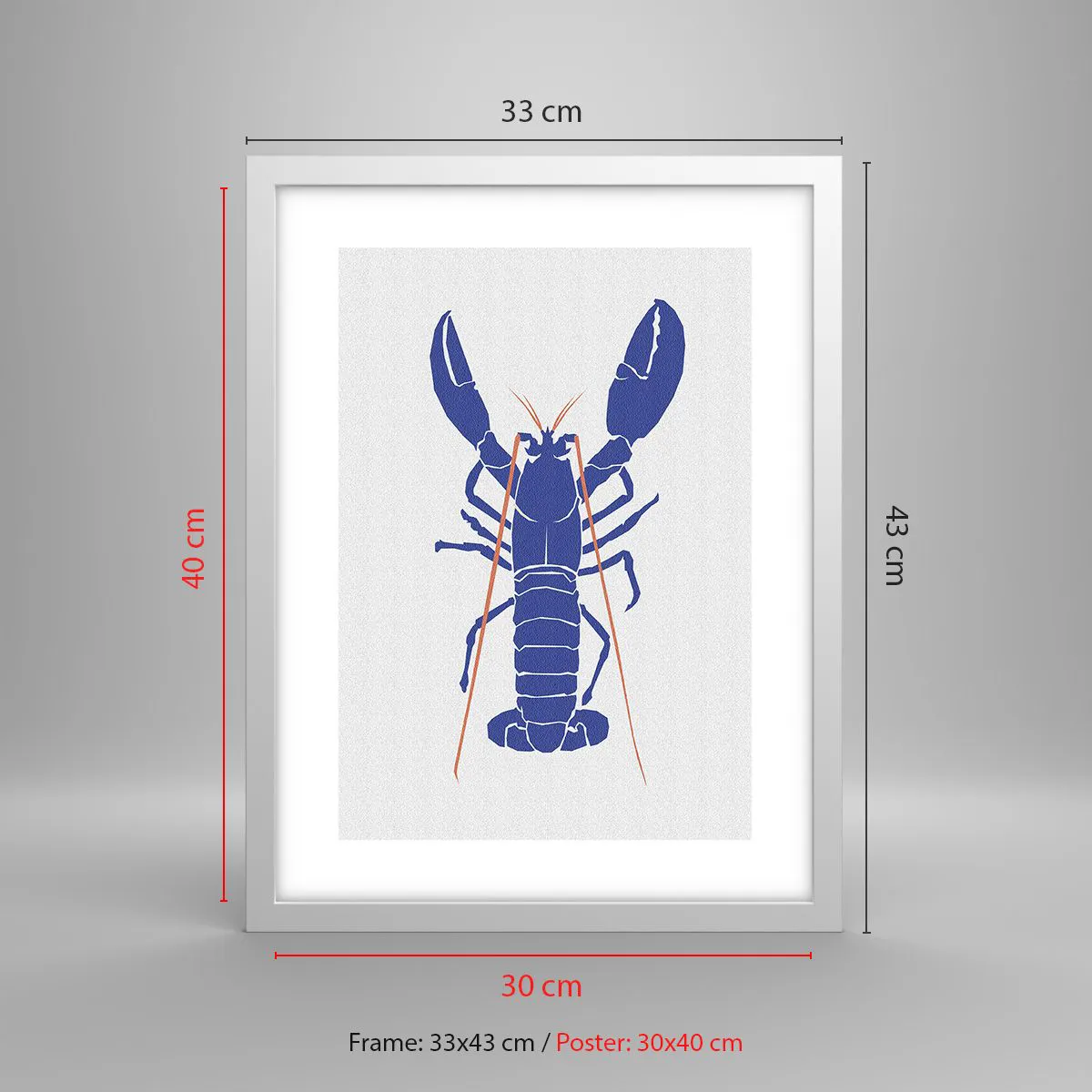 Plakat i hvid ramme - Hummer udsøgt i granatæble - 30x40 cm