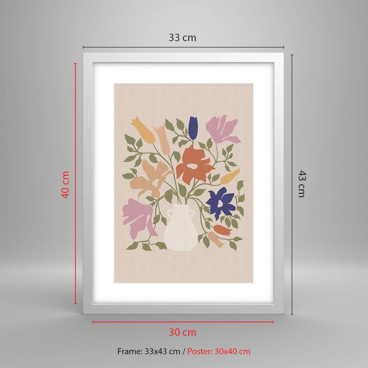 Poster în ramă albă - Buchet delicat - 30x40 cm