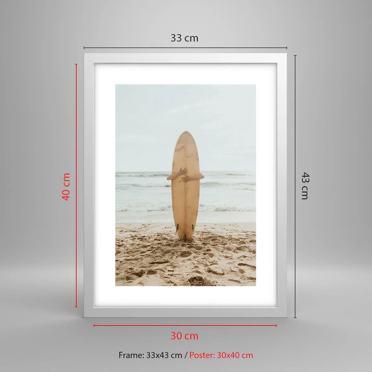 Poster in cornice bianca - Amore per le onde - 30x40 cm