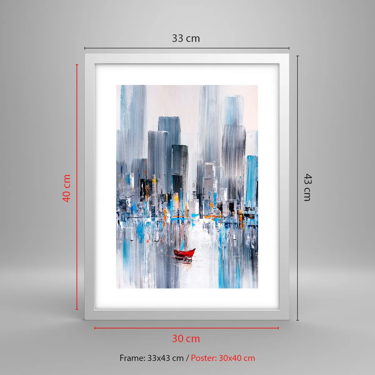 Plakat i hvid ramme - Metropolis ved bugten - 30x40 cm