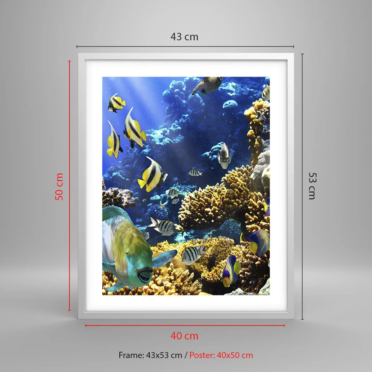 Affiche dans un cadre blanc - Poster - Beaucoup de circulation sur la route des vacances - 40x50 cm