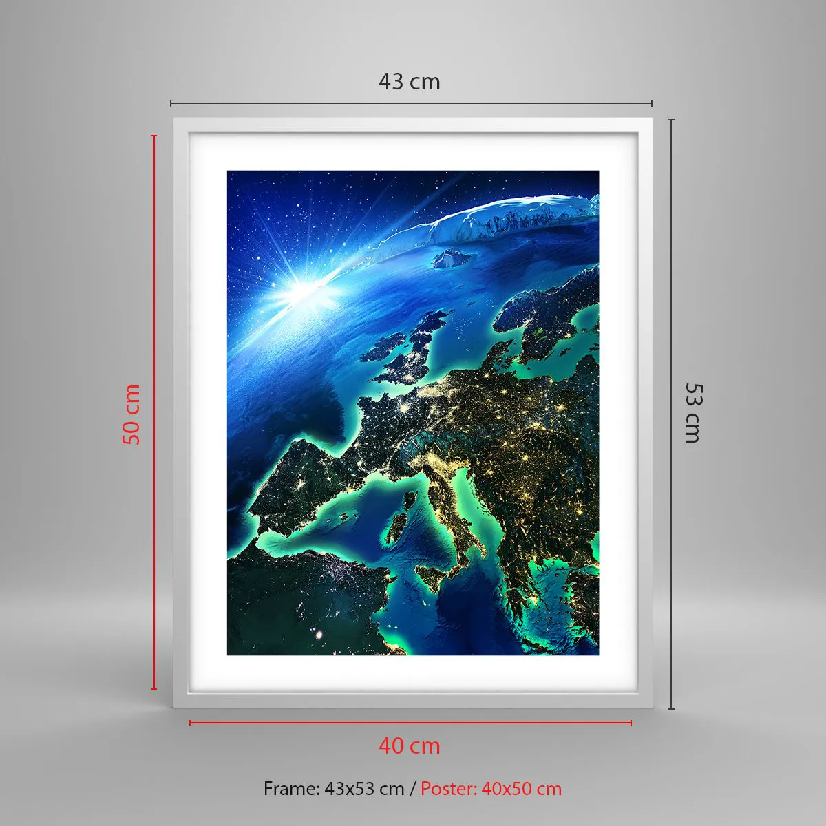 Plagát v bielom ráme - Iskrivá Európa - 40x50 cm