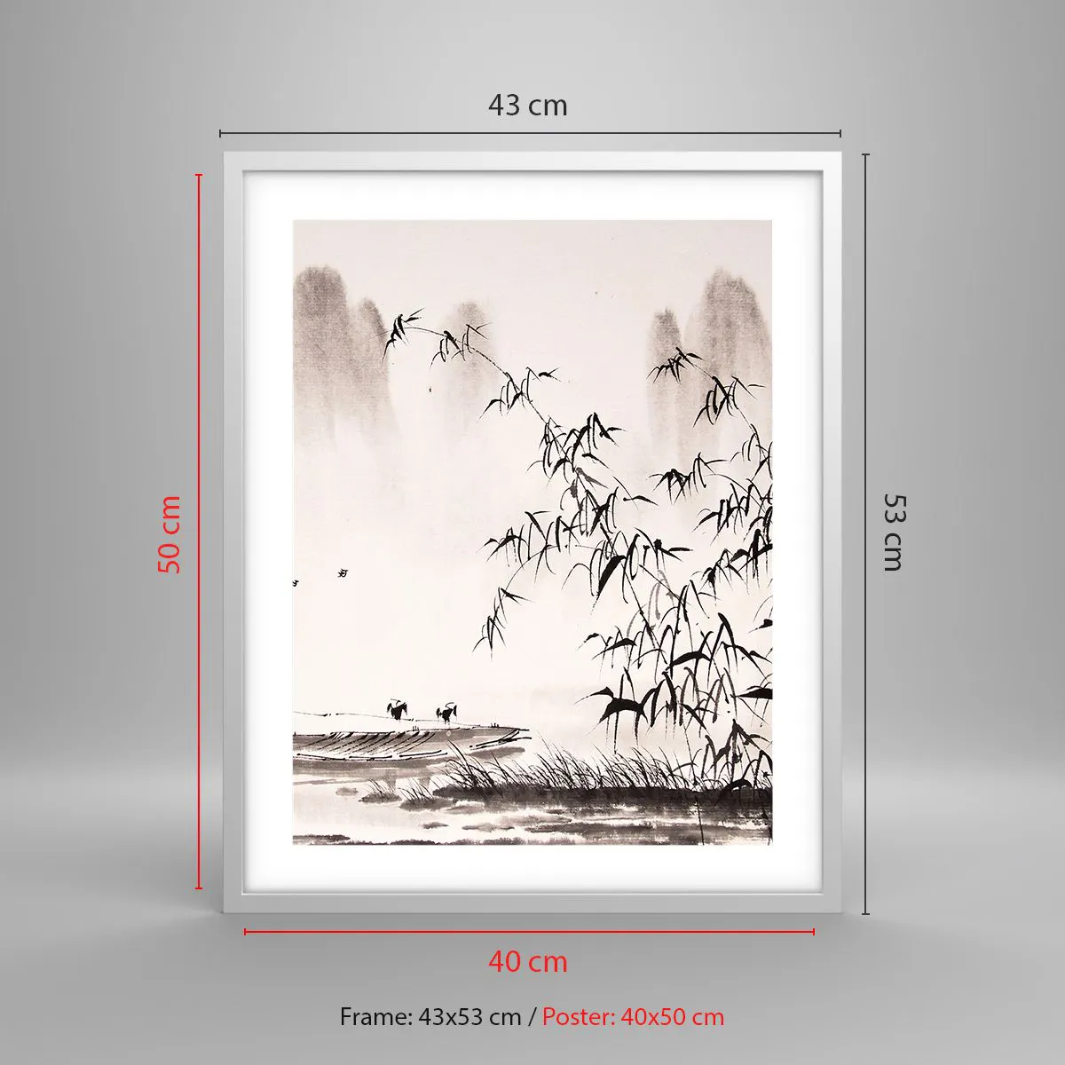 Plakat i hvid ramme - Stilhed i rismarkerne - 40x50 cm