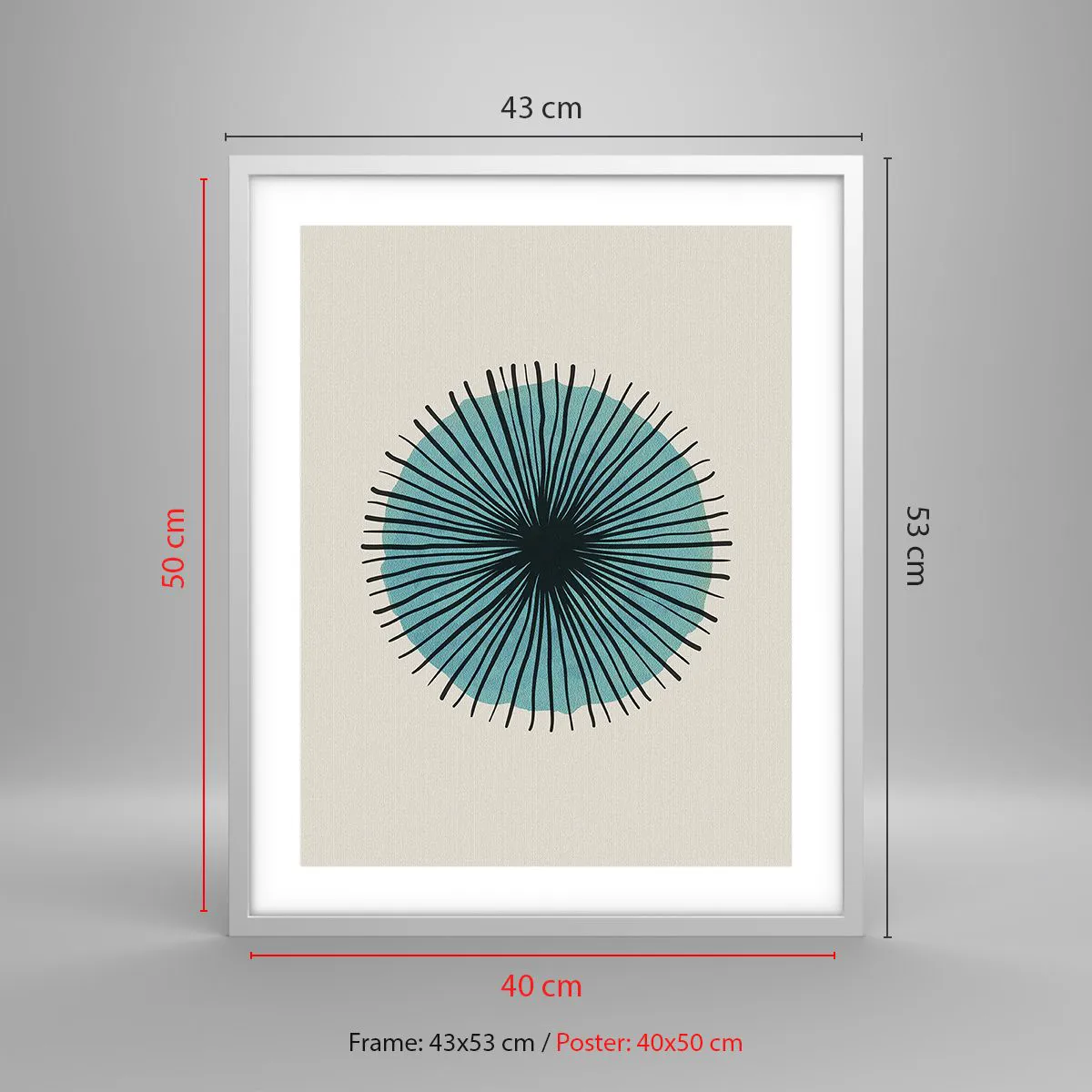 Póster en marco blanco - Radiante en azul - 40x50 cm