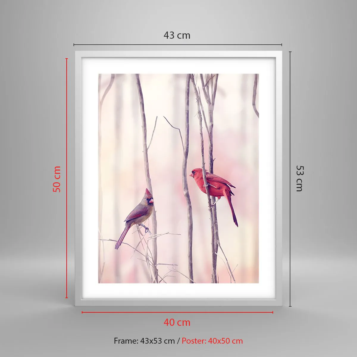 Affiche dans un cadre blanc - Poster - Conte de la forêt rose - 40x50 cm