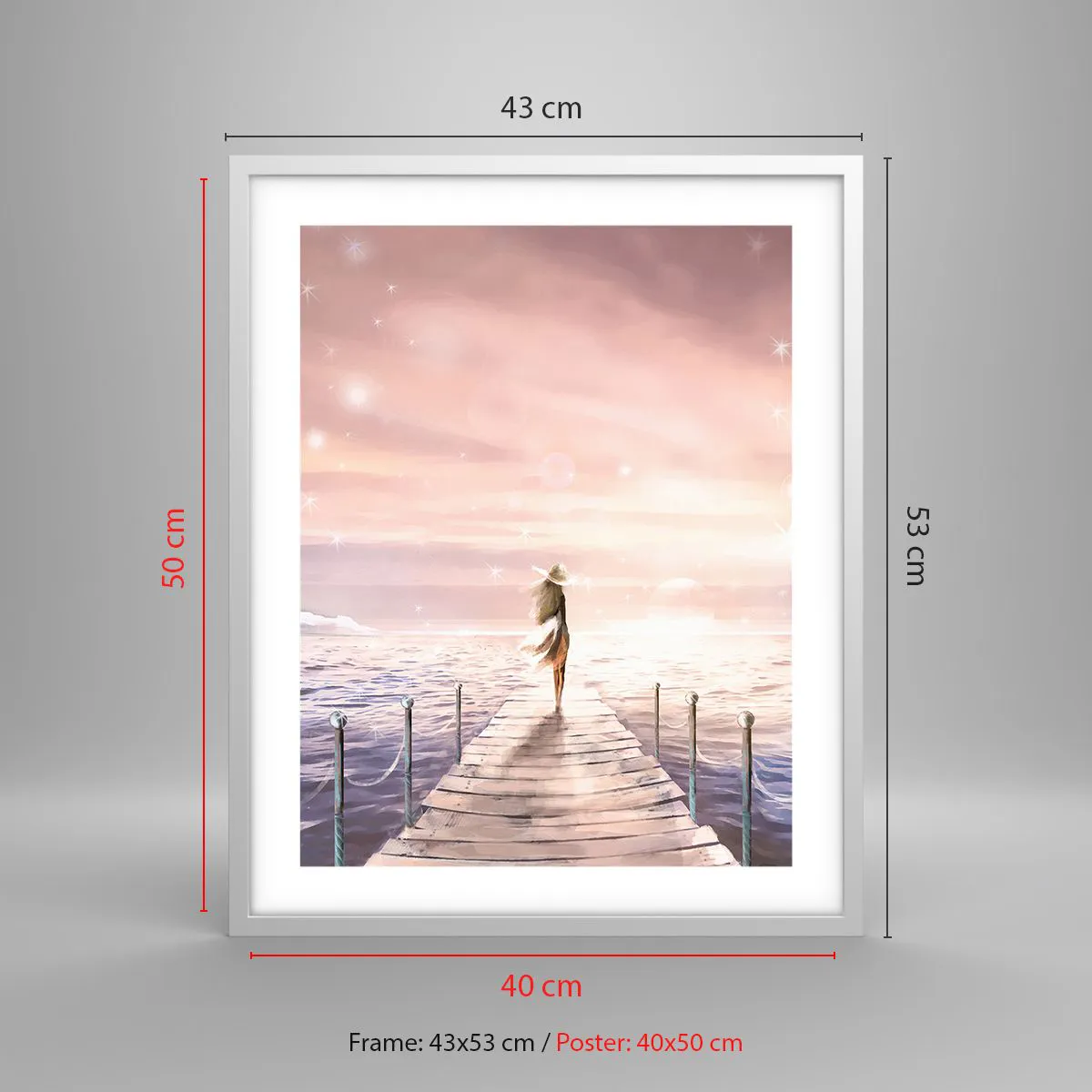 Plakat i hvid ramme - I lyset af en drøm - 40x50 cm