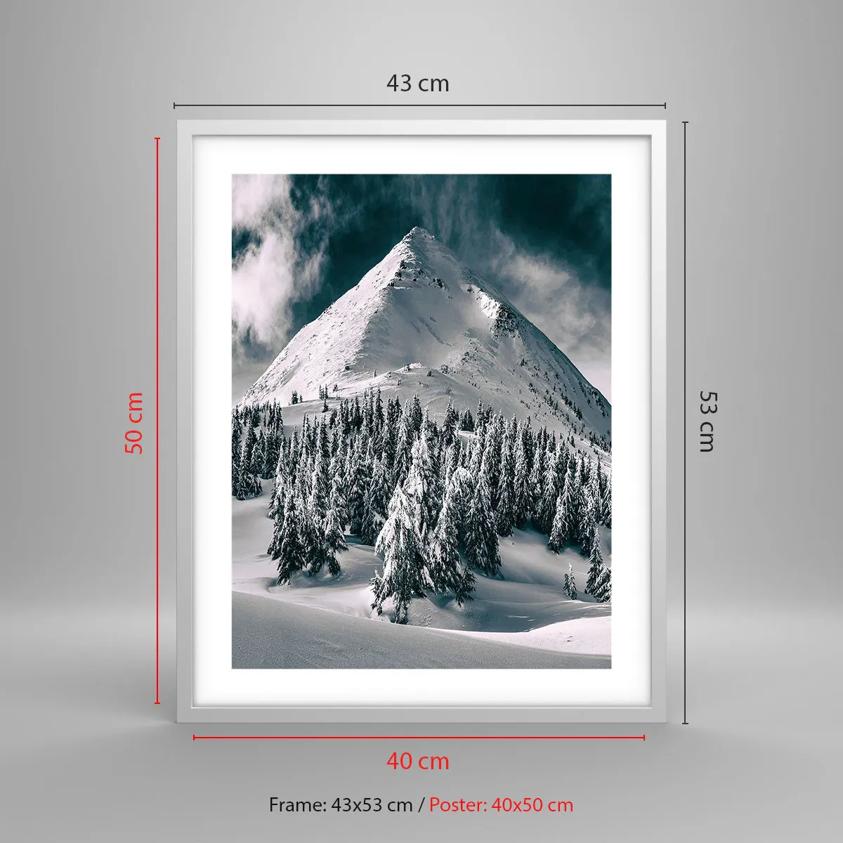 Plakát v bílém rámu - Země sněhu a ledu - 40x50 cm