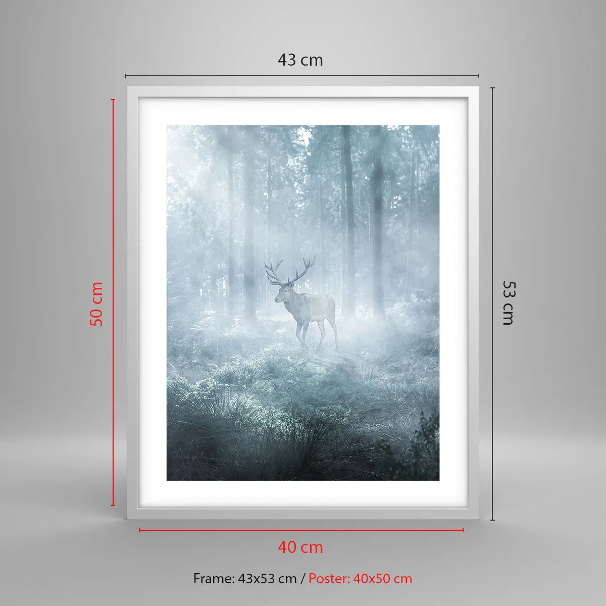 Affiche dans un cadre blanc - Poster - Visite matinale du domaine - 40x50 cm