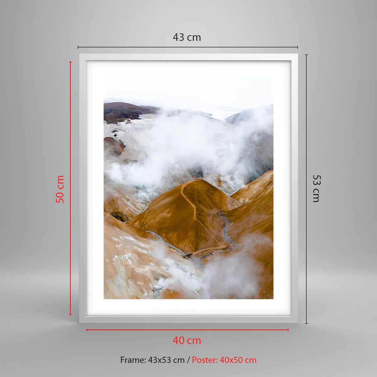 Plagát v bielom ráme - Drsná krása Islandu - 40x50 cm