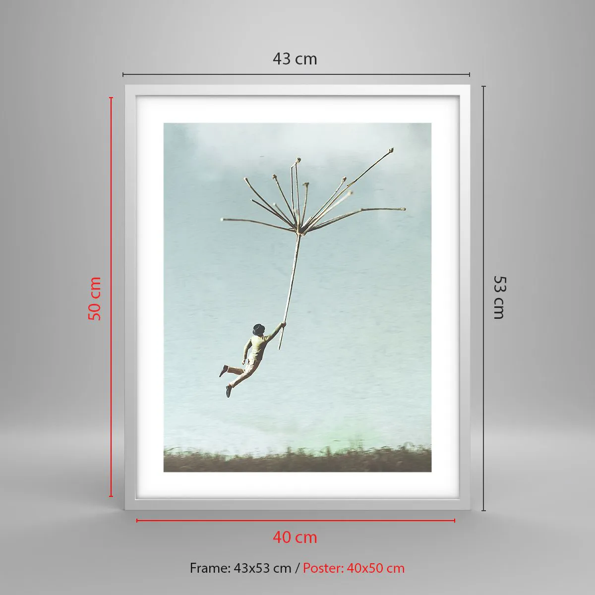 Plakat w białej ramie - Latawce, dmuchawce, wiatr - 40x50 cm