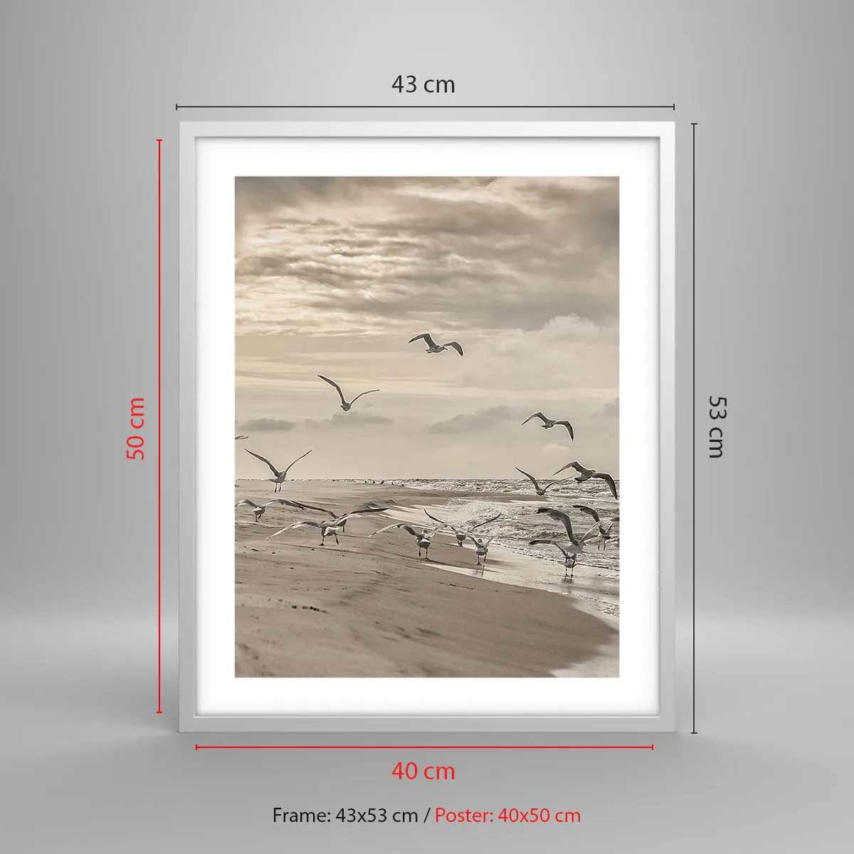Poster in white frmae - Sound of the Sea, Singing of the Birds - 40x50 cm