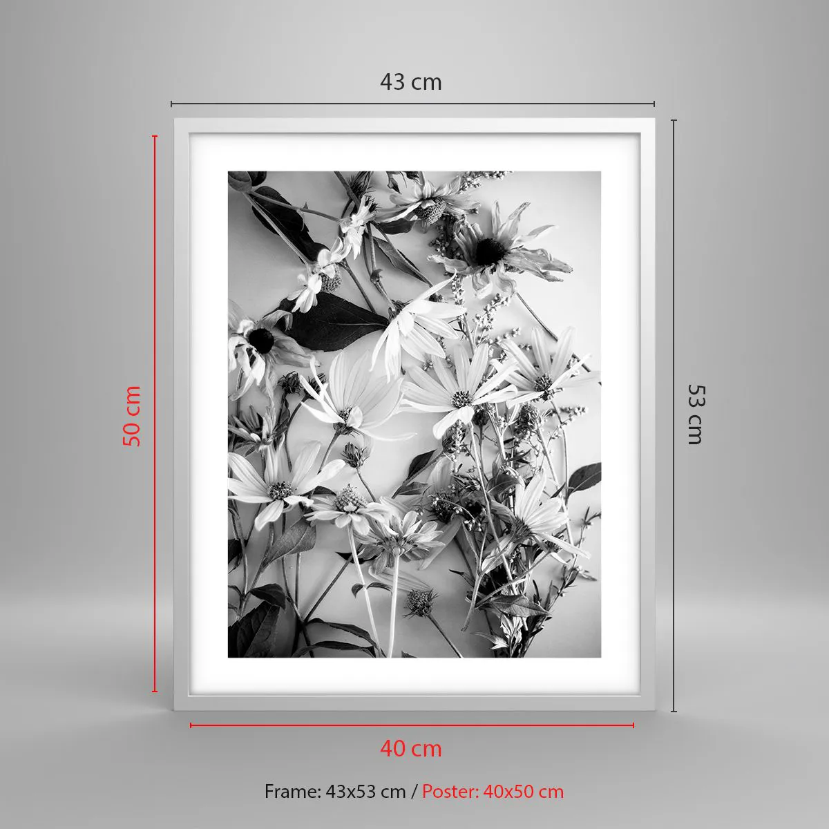 Affiche dans un cadre blanc - Poster - Non-un bouquet de fleurs - 40x50 cm