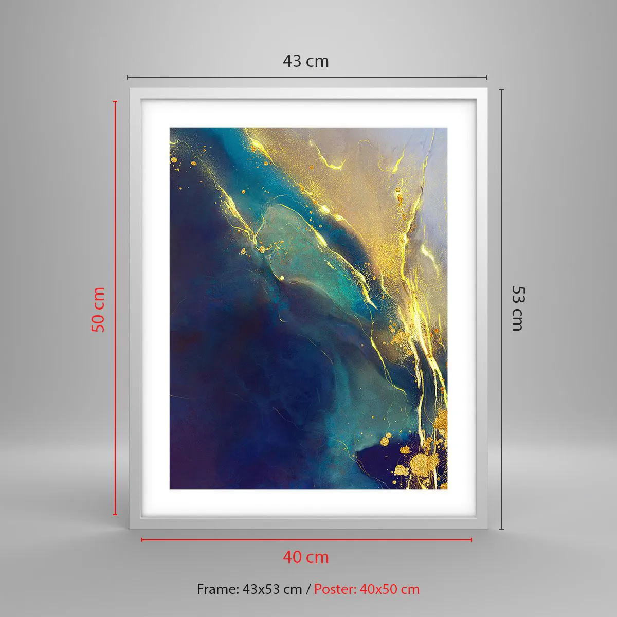 Poster in einem weißen Rahmen - Der goldene Teich - 40x50 cm