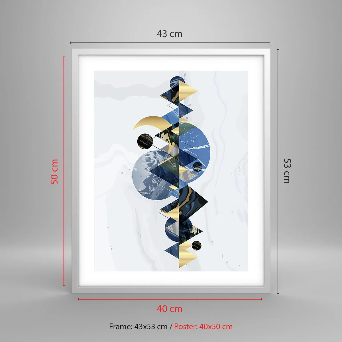 Affisch i vit ram - Geometriskt landskap - 40x50 cm