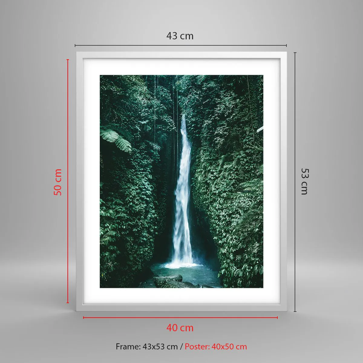 Plagát v bielom ráme - Tropický prameň - 40x50 cm
