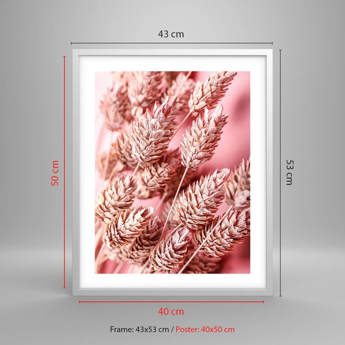 Poster in white frmae - Flowery Cascade in Pink - 40x50 cm