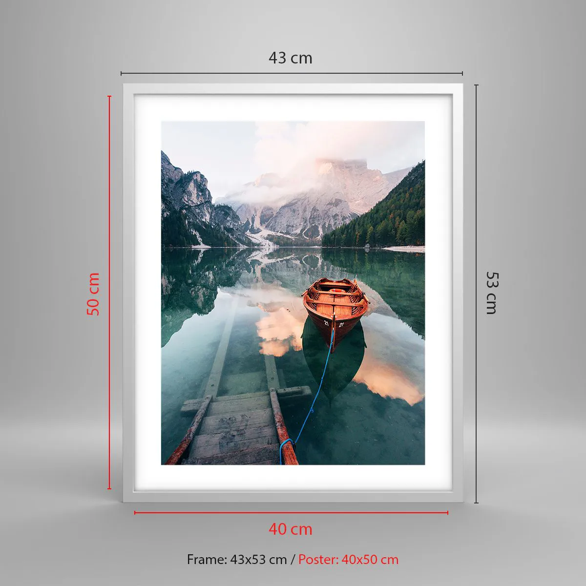 Affisch i vit ram - Lugn bergsömn - 40x50 cm