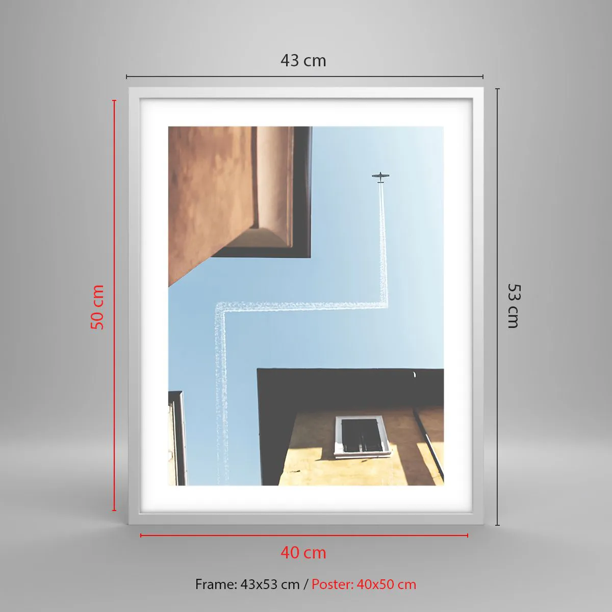 Affisch i vit ram - Ovanför stadens labyrint - 40x50 cm