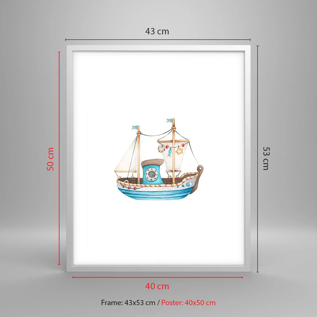 Poster in een witte lijst - Ahoi, avontuur! - 40x50 cm