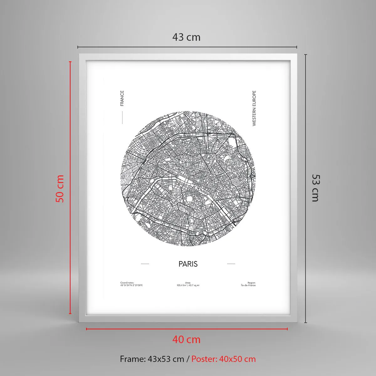 Affiche dans un cadre blanc - Poster - Anatomie de Paris - 40x50 cm