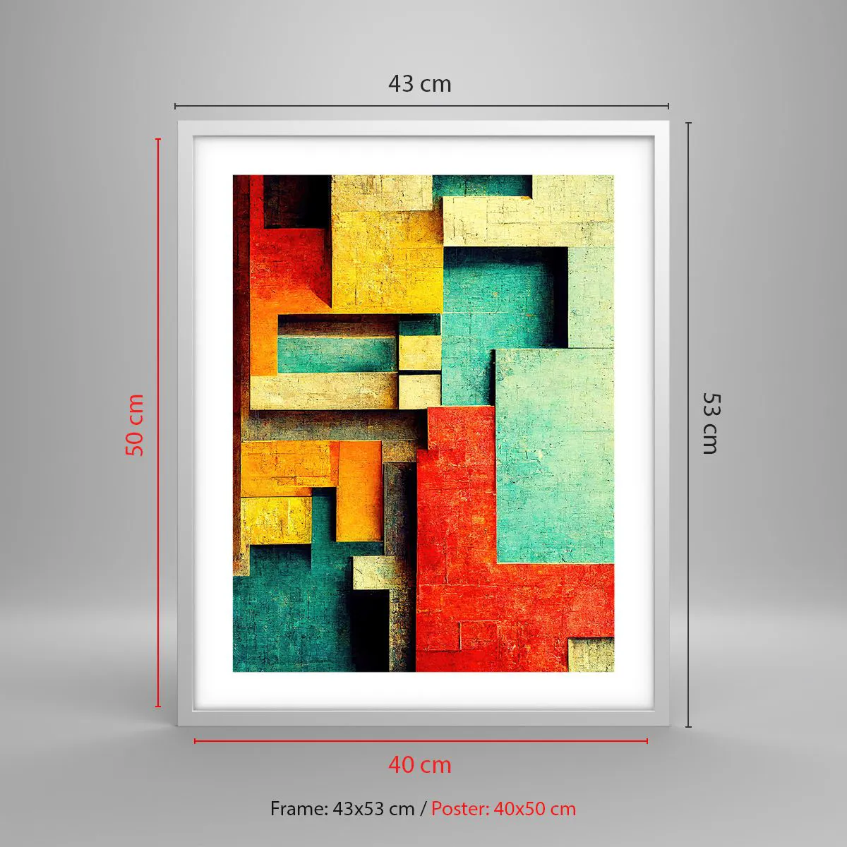 Plakat w białej ramie - Festiwal kątów prostych - 40x50 cm