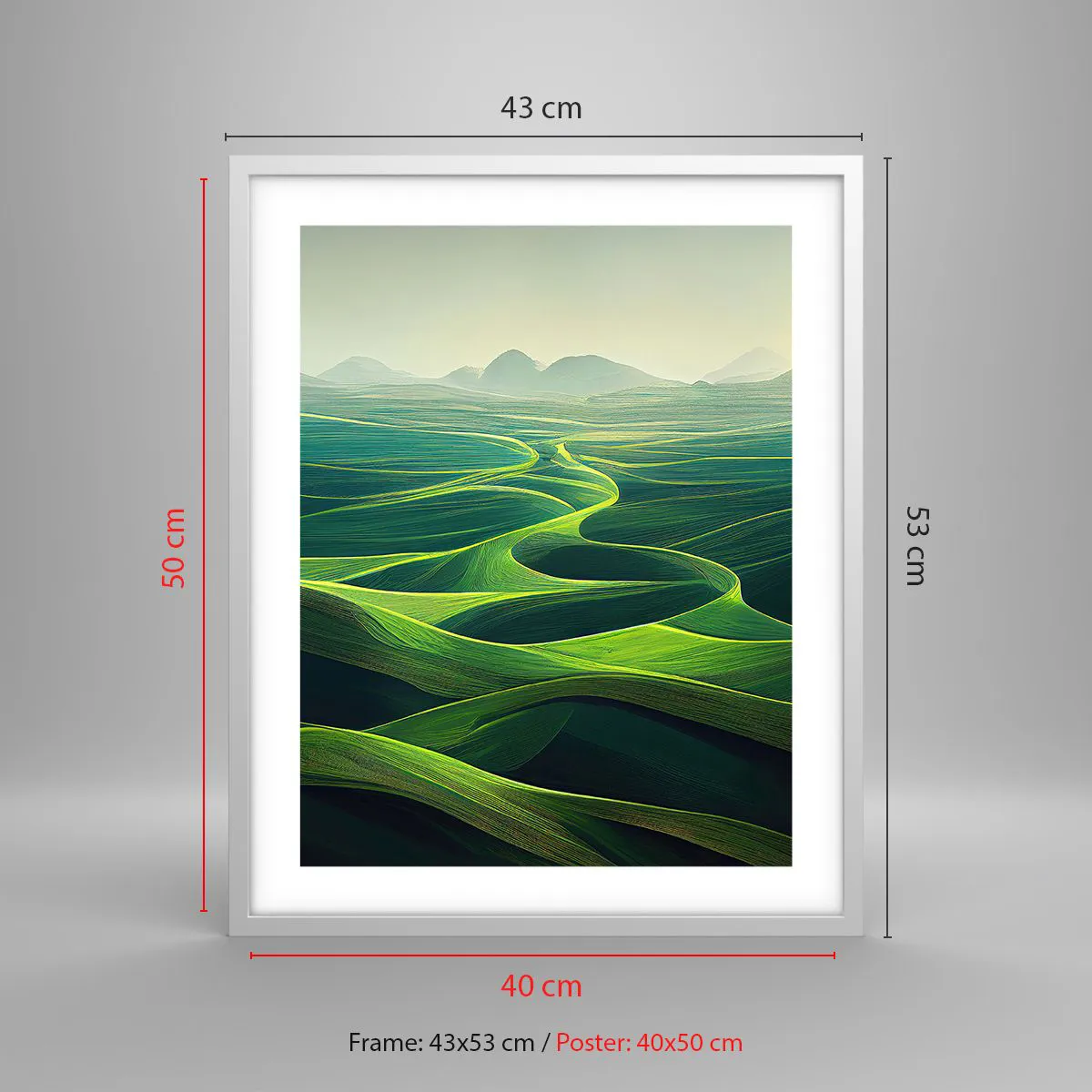 Affiche dans un cadre blanc - Poster - Dans les vallées verdoyantes - 40x50 cm