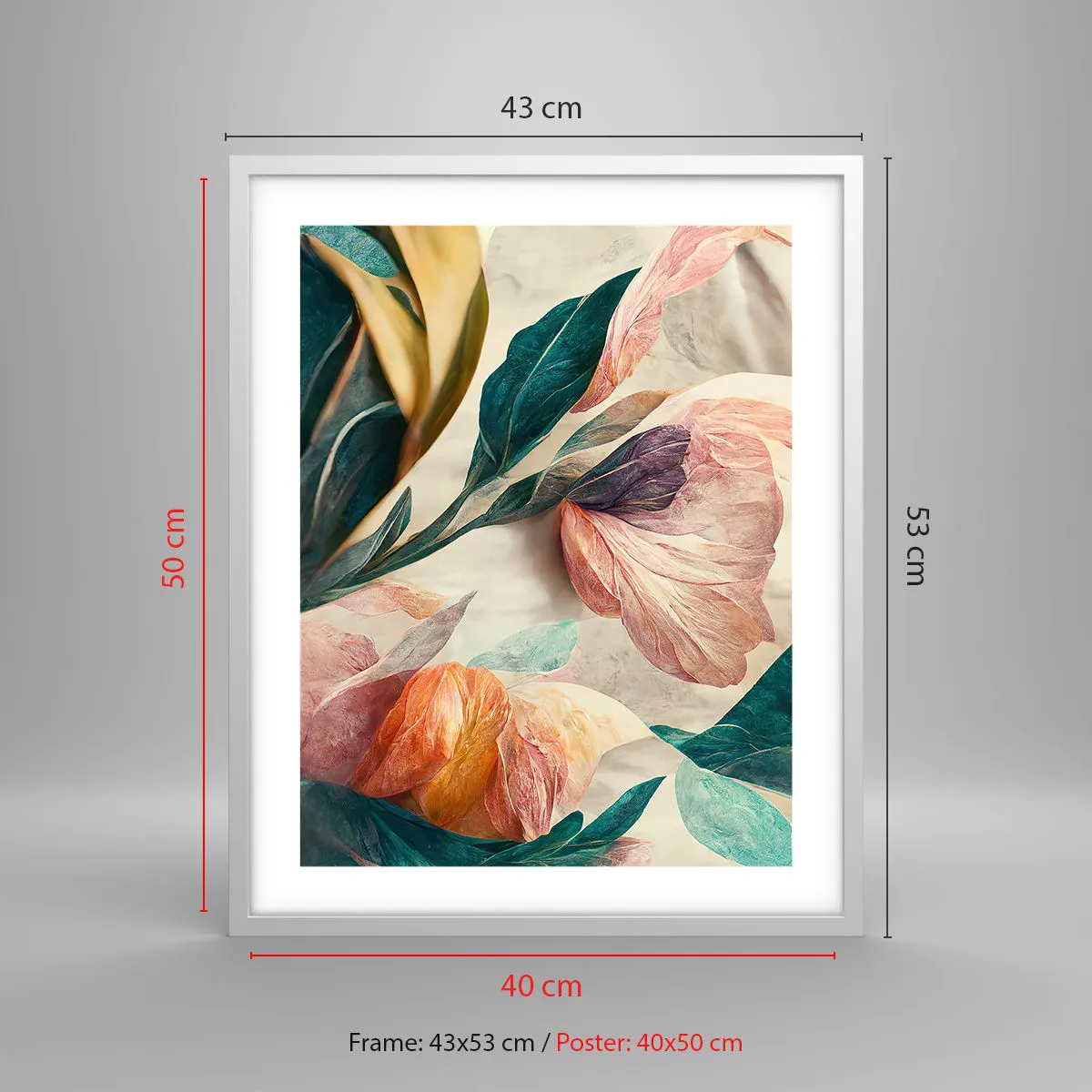 Poster in einem weißen Rahmen - Blumen der südlichen Inseln - 40x50 cm