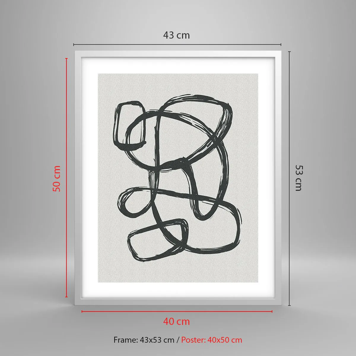 Affisch i vit ram - Loopad abstraktion - 40x50 cm