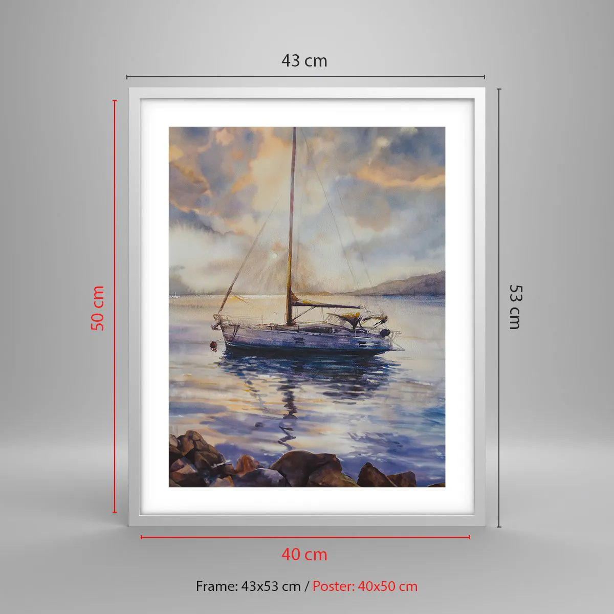Poster in white frmae - Evening in Harbour - 40x50 cm