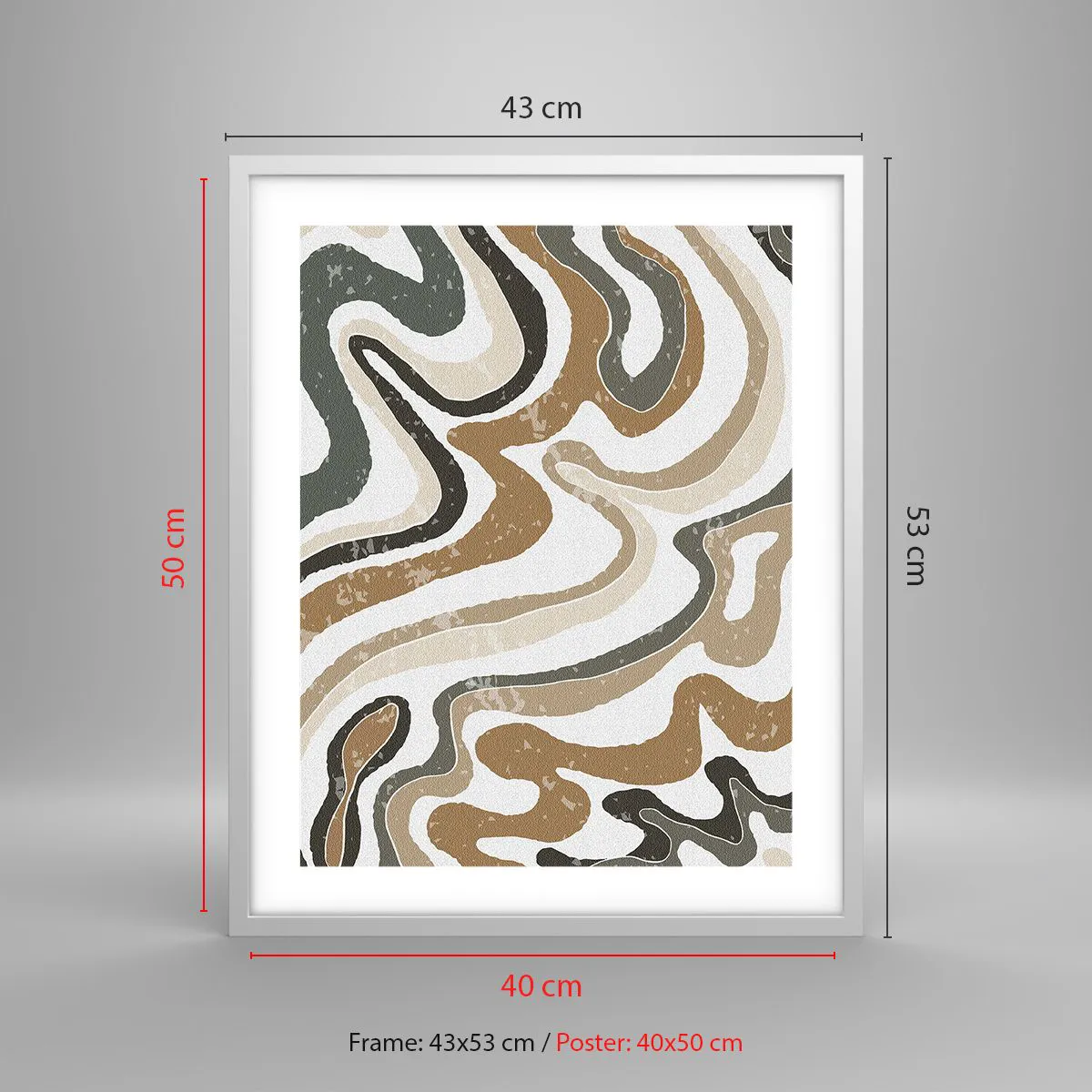 Poster în ramă albă - Meandrele culorilor pământului - 40x50 cm