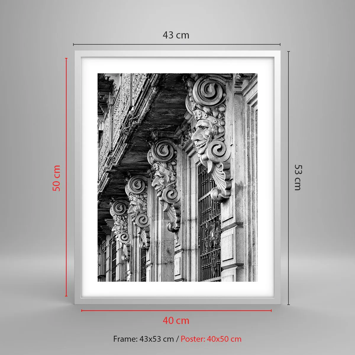 Affiche dans un cadre blanc - Poster - Incroyable Barcelone - 40x50 cm