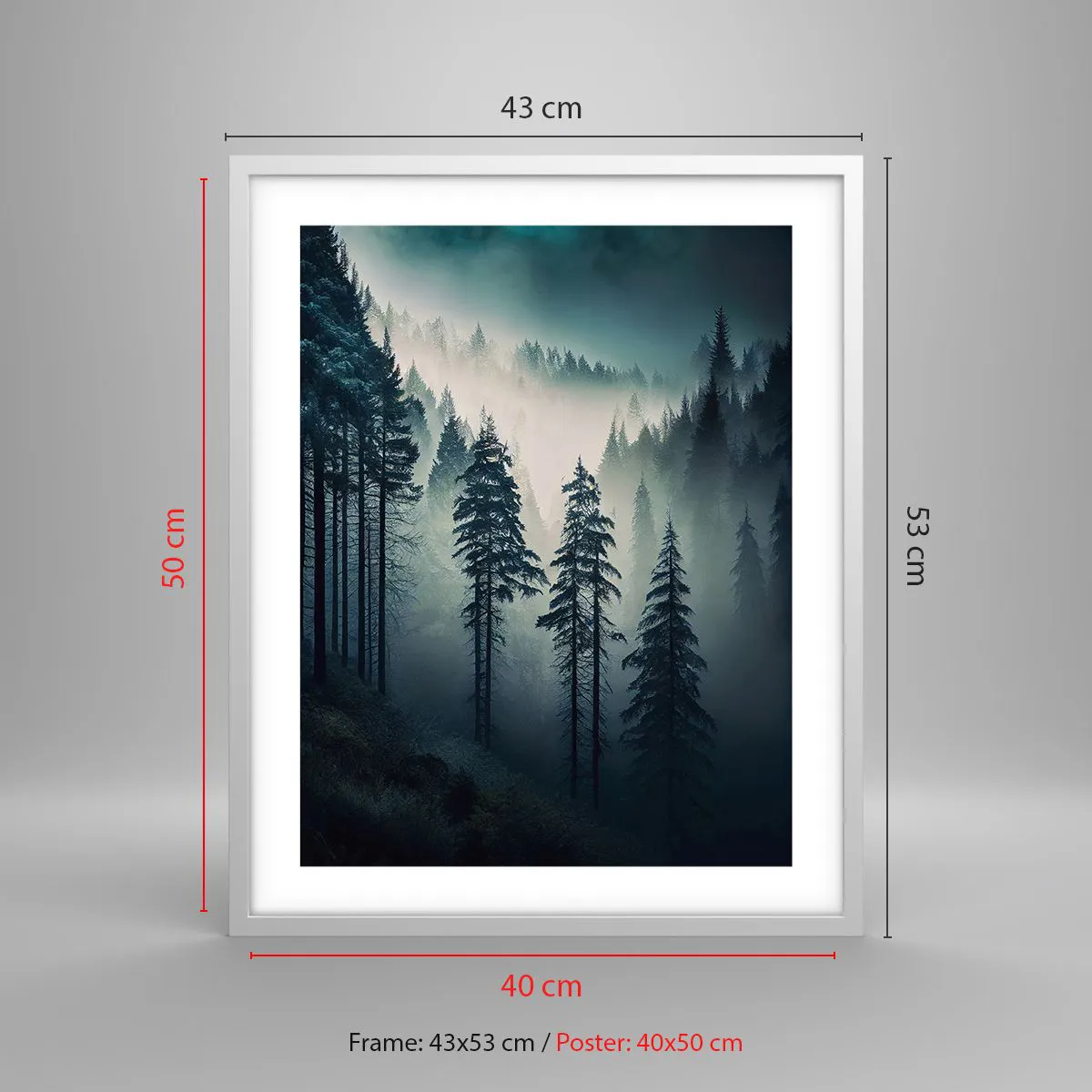 Affisch i vit ram - Morgon i fjällen - 40x50 cm